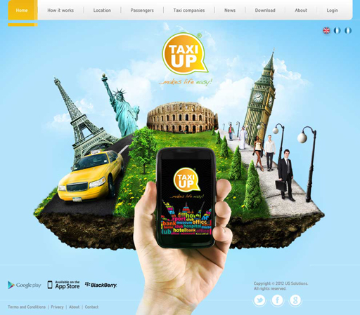 TaxiUp is a taxi-booking system, available both as an application for iPhone, iPad and Android (and soon for Blackberry), and as a web service.